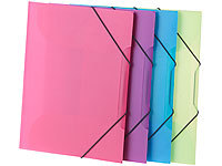 General Office 4er-Set Eckspanner-Einschlagmappen mit Gummizug, Kunststoff, 4 Farben