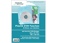 General Office 20 Folien-Taschen für 20 DVDs+Cover, blau, abheftbar, Vlies