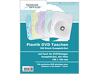 General Office 100 Folien-Taschen für 100 DVDs + Cover, 5 Farben, abheftbar