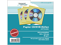 General Office 100 Papier CD/DVD-Archivhüllen gelb mit Fenster