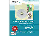 General Office 100 Folien-Taschen für 100 DVDs+Cover, gelb/Vlies/abheftbar