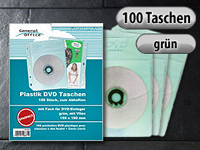 General Office 100 Folien-Taschen für 100 DVDS+Cover, grün/Vlies/abheftbar
