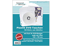 General Office 100 Folien-Taschen für 100 DVDs+Cover, weiß/Vlies/abheftbar